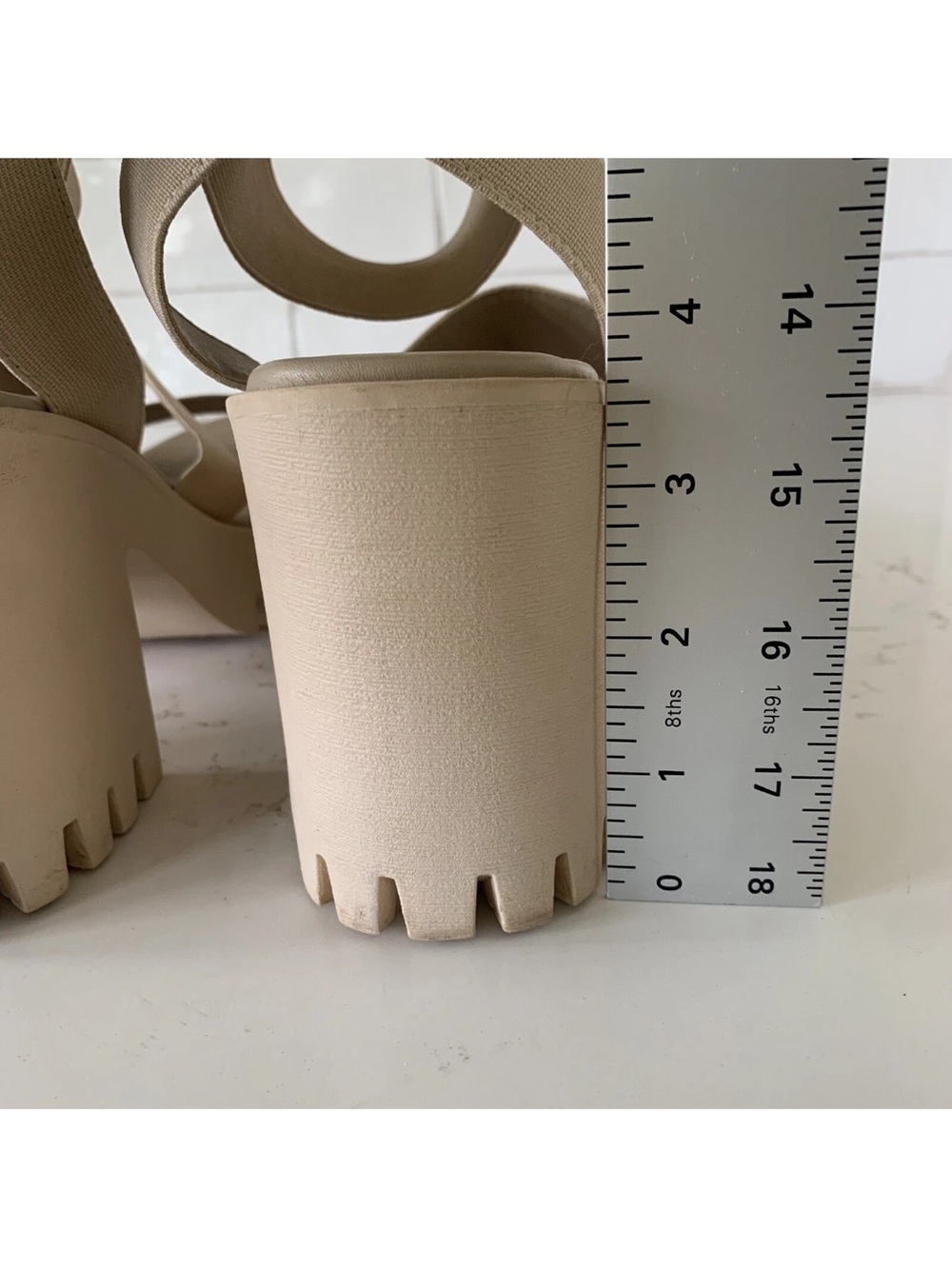 Madden Girl Beige Chunky Platform Strappy Sandals - Picture 5 of 8